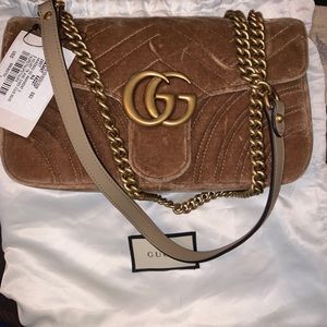 Gucci Marmont Taupe Velvet Small Bag